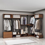 Walk-in Cloakroom Steel Wood Wardrobe Open Floor Bedroom Storage Hanger Clothes Storage Rack