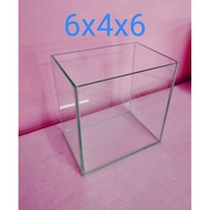 small clear glass aquarium size 6 x 4 x 6 INCH
