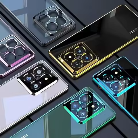 Mi14t 14tpro Luxury Plating Transparent Case For Xiaomi Mi 14t Pro 5g Soft Silicone Clear Back Cover