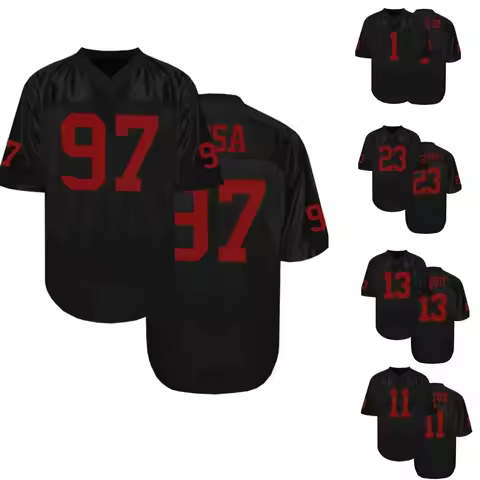 Men's Football Jersey Retro Mesh Embroidered V-Neck Top Breathable San Francisco Sportswear Short Sl