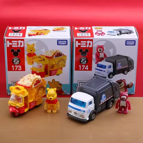 Takara Tomy Diecast Alloy Car Model Disney Motors 173 Winnie Pooh Popcorn Truck 174 Lotso Garbage Tr