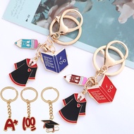 Fashion Graduation Gown Cap Key Chain A+Good Luck Key Ring for Students Graduation Gifts School Bag Ornaments