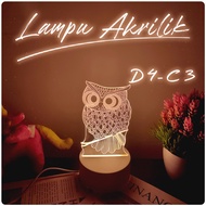 ORANGE Lampu Tidur Hias LED 3D Acrylic Transparant Kaca Bening Motif Lucu - Lampu LED 3D Akrilik