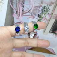 Cincin Xuping Premium Asli Batu Biru Hijau Cowok Pria Lapis Emas Putih