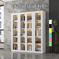 S/💖Iron Bookcase with Glass Door Floor Hand-Made Lego Display Cabinet Children's Wall Dust-Proof Ikea Bookshelf C6JM