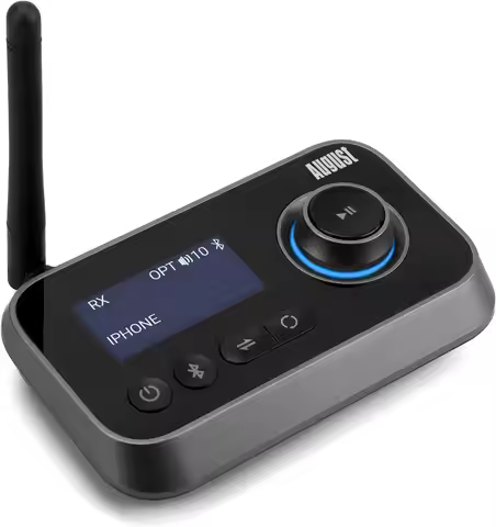 August MR280B Bluetooth 5 Audio Transmitter Receiver Dual Connection for TV Headphones and Hifi Mult
