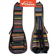 23-Inch Ethnic Ukulele Bag Portable Soft Case Concert Oxford Cloth Backpack with Adjustable Strap  B
