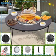 SUSSG 7PCS/Set Grilling Table Set, with Foldable Table Multifuctional Stove Set, Bonfire Party Removable 60CM Premium Outdoor Grill