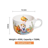 Omk bí ngô thỏ loạt chén ăn sáng gốm 750ml cốc cà phê cốc chén bột yến mạch
