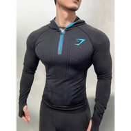 GYMSHARK Classic onyx5.0 Superhero Quick-Drying Fitness Top Men's Autumn Winter Hooded Zipper Long S