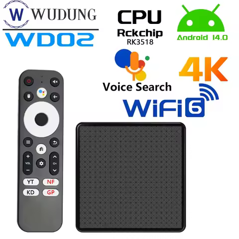 WUDUNG WD02 Android Smart TV Box 2G 16G RK3518 4K Ultra HD Smart Set Top Box Wifi6 BT5.0 Voice Remot