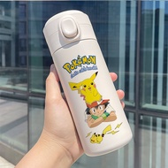 Pokémon ขวดน้ำ Pikachu แก้วถ้วยกันกระแทกกระติกน้ำร้อนการ์ตูนนักเรียนกลางแจ้ง304ถ้วยสแตนเลส