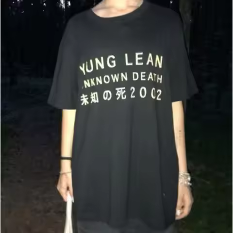Retro Yung Lean Unknown Death 2002 Album Tour T Shirt Man Fashion Casual Short Sleeve T-shirts Unise
