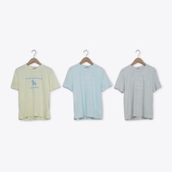 [CUMAR] Poodle Pattern Casual T Top Blue Gray Yellow