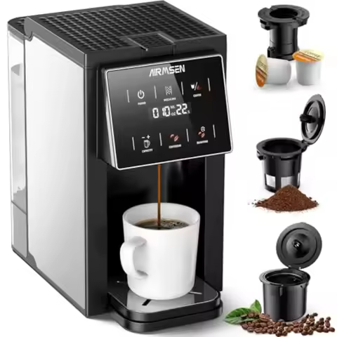 Grind and Brew Coffee Maker with Built-in Grinder 2026 Model - Single-Serve Compatible with K-Cup Po