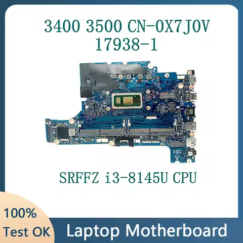 17938-1 motherboard Suitable for Dell Latitude 3400 3500 Laptop with I3 I5 I7-8TH CPU 100% Tested Fu