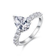 3CT Water Drop Moissanite Ring VVS1 Pear Shape Moissanite Ring 7*11mm D Color Pear Moissanite Women 