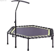 48" Silent Mini Trampoline With Adjustable Handle Bar Fitness Indoor Trampoline Bungee