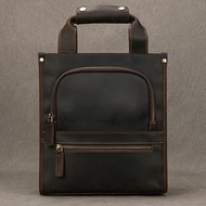 Men's leather sling bag made of 100% genuine cowhide crazy hourse