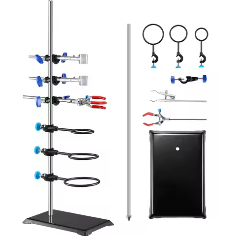 SucceBuy Lab Stand Support Laboratory Retort Support Stand Set Steel Lab Stand 23.6" Rod and 8.3" x 