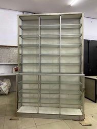 LEMARI TINGGI DISPLAY ETALASE KACA SUSUN PAJANGAN SECOND SEKEN BEKAS UK 155x40x240