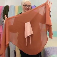 Instant Bawal curve selapis Butterfly Chiffon shawl with inner bertali