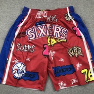 76 Men's Red Wooden Basketball Pants with Pockets