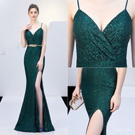 Formal Civil Wedding Dress for Wmen on Sale Long Mermaid Sequin Evening Dinner Gown for ninang Party Large Size Fashion