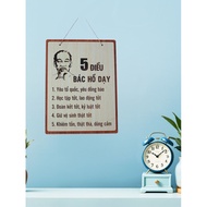 Tranh Động Lực Gỗ MS01 - 5 ĐIỀU BÁC HỒ DẠY