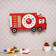 Forhom Wall Fire Truck Children's Wall Clock Fire Truck