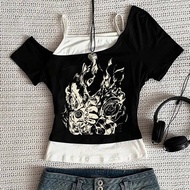JoJo Bizarre Adventure Inspired Cropped Top - Vintage Y2K Summer Shirt