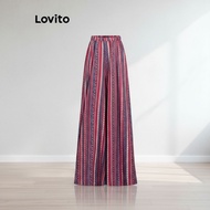 Lovito Boho Pants Tribal Print Ruched Pants for Women L112ED565