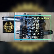 Racing Gear Ratio Satria FU 155cc Road Race Drag GTX 1st.13/32; 2nd.16/26; 3rd.19/25; 4th.21/23; 5th