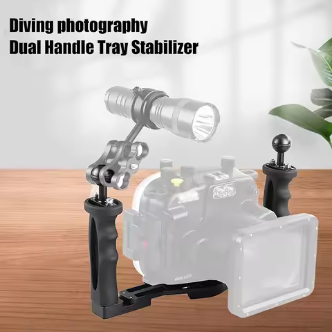 Mcoplus Dual Handle Underwater Camera Handle Tray Bracket Aluminum Alloy Video Stabilizer Holder for