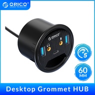 ORICO USB 3.0 HUB Desktop Grommet Type C High Speed Splitter With SD TF Headphone Mircophone Adapter