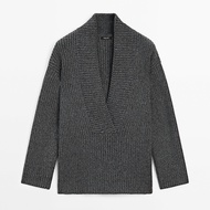 Spain NEW Massimo Dutti Md Womens 2025 Womens American Casual V-neck Lazy Style Minimalist Gray Slac