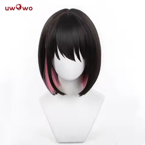 UWOWO Ellen Joe Wig Game Zenless Zone Zero/ZZZ Ellen Joe Maid Cosplay Wig Sort Black Hair 32CM