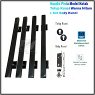 Minimalist Door Handle Package Set with Lock Body, Square Model, Length 35cm, 45cm, 60cm Door Handle
