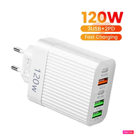 Cốc Sạc Nhanh Travel Charger 120W GaN 5-Port Fast Charger Set ( 3 USB + 2 Type C)