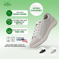 Aetrex Courtney Chalk Women's Health Sneakers - soft, lightweight arch-enhancing padded leather shoe