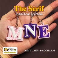 GANTUNGAN The Serif Dual Color Initial Keychain – Initial Font Keychain & Bag Charm Custom Initial L