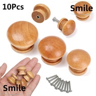 SMILE 10pcs Cabinet Pulls Cupboard Kitchen Wardrobe Pulls Round Shape Furniture Fitting Cabinet Natural Wooden