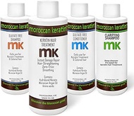 MOROCCAN KERATIN Most Effective Brazilian Keratin Hair Treatment SET 120ML x4 Professional Salon Smoothing Straightening At Home Tratamiento de Keratina Brasilera