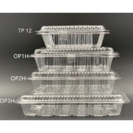 Disposable Plastic Clear Food Box (100pcs±) OP1H, OP2H, OP3H, OP9H | Plastic Tray Bakery | Bekas Mak