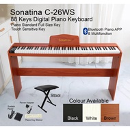 88 Keys Digital Piano Keyboard Sonatina C-26WS Wood Stand 88 Keys Keyboard Piano Full Size Key Bluetooth Piano APP