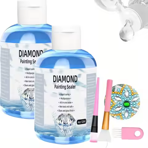 120/240ML 5D Diamond Painting with Brush Sealer Painting Glue Sealer Permanent Hold & Shine Effect D