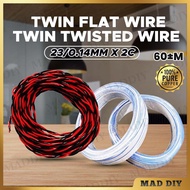23/014mm x 2 CORE BLUE WHITE TWIN FLAT WIRE / RED BLACK TWIN TWISTED WIRE