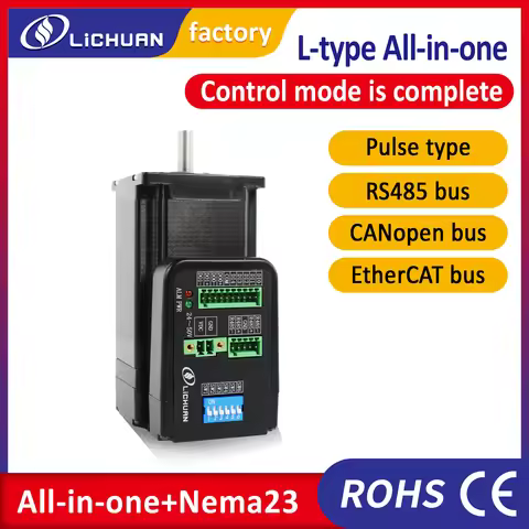Lichuan Integrated stepper motor Nema23 1Nm 2.3Nm 3Nm DC24-50V 4A Ethercat/Pulse/Modbus RS485/CANope