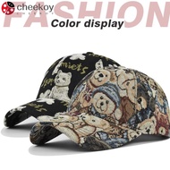CHEEKOY Cute Bear Baseball Cap, Cotton Little Bear Print Unisex-Teens Caps, Casual Cartoon Bear Prin