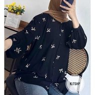 KEMEJA Rayon Patterned Shirt Blouse Women Long Sleeve Rayon Shirt for Women - Trendy Long Sleeve Ray